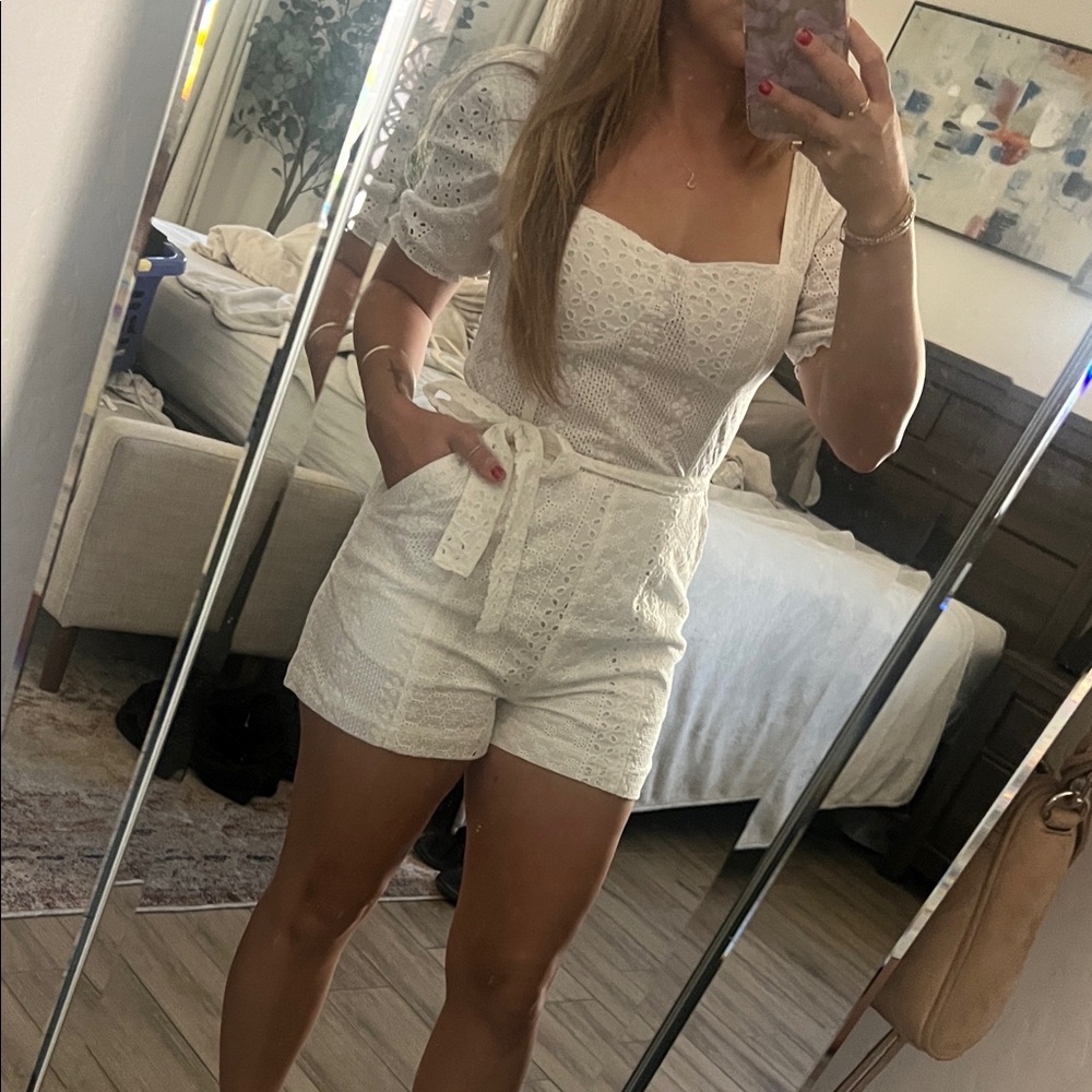 BlankNYC White Eyelet Romper